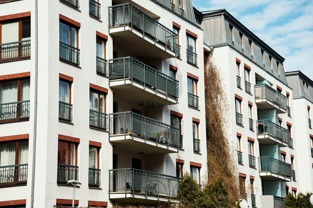 Modern residential complex in Gdansk, Poland. Living house facade